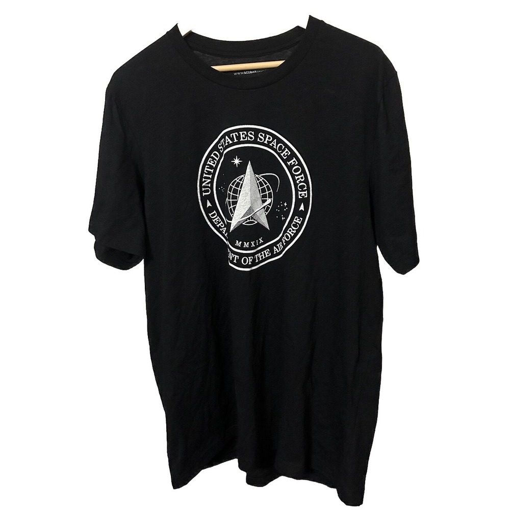 United States Space Force Men's Extra Large Black and White Logo T-Shirt